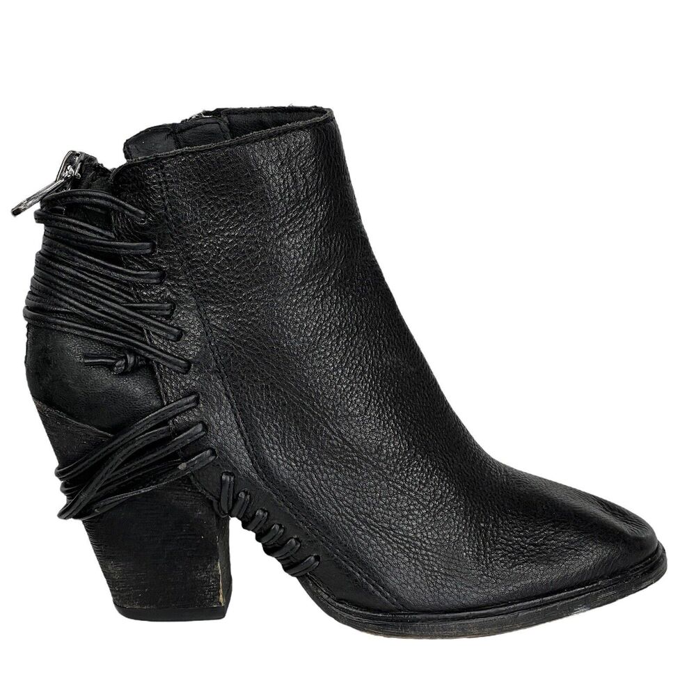 Dolce Vita Anthropologie Boho Laces‎ Leather Boot Bootie Black Women Sz 5.5 5498